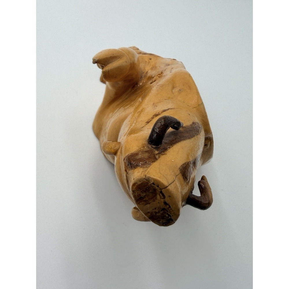 Hand Carved Wood Pig Boar Planter Holder Catchall Bowl Bizarre Folk Art WIERD - Picture 3 of 13
